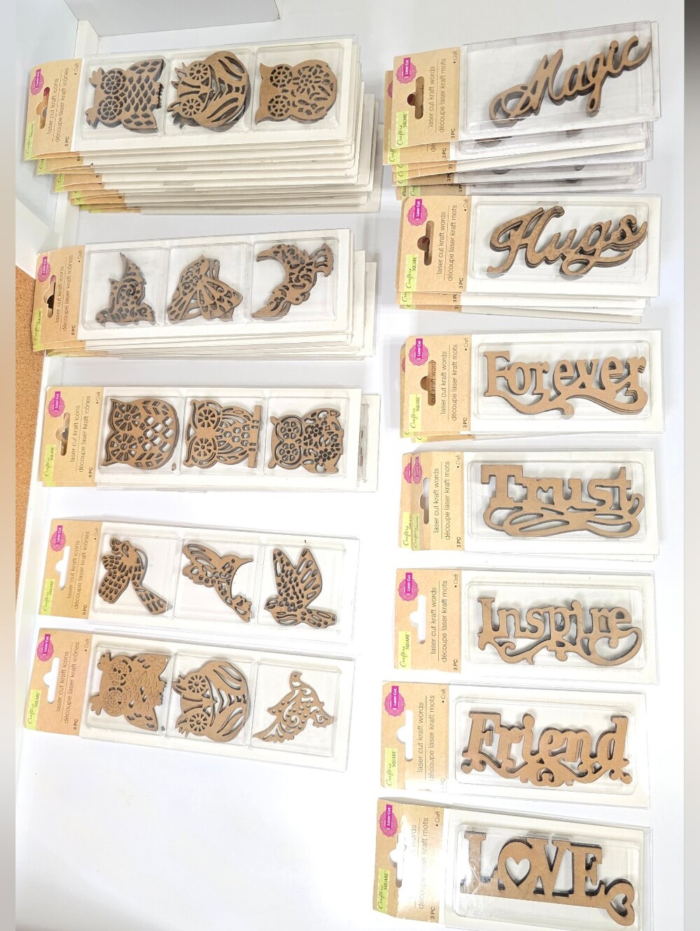 Laser Cut Kraft Decorative Word & Shape Accents - Set of Assorted Designs